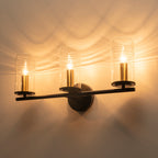 3-Light Industrial Wall Sconce with Clear Cylindrical Glass Shade - product image 10 | Zenvolit