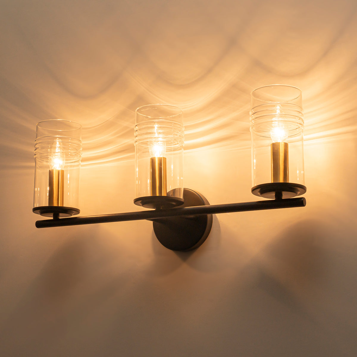 3-Light Industrial Wall Sconce with Clear Cylindrical Glass Shade - product image 10 | Zenvolit