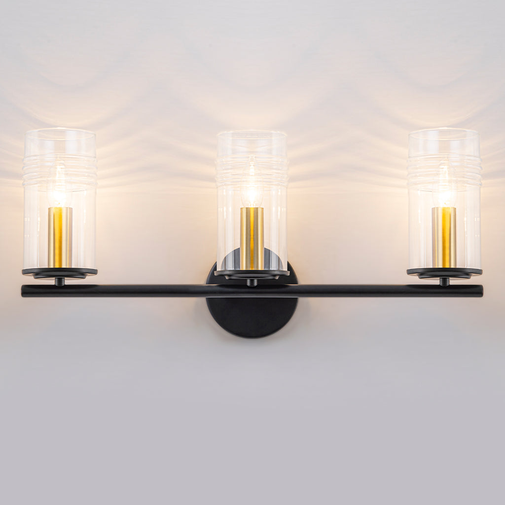 3-Light Industrial Wall Sconce with Clear Cylindrical Glass Shade - product image 12 | Zenvolit
