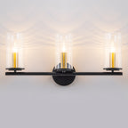 3-Light Industrial Wall Sconce with Clear Cylindrical Glass Shade - product image 12 | Zenvolit
