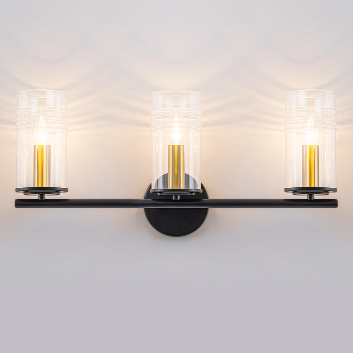 3-Light Industrial Wall Sconce with Clear Cylindrical Glass Shade - product image 12 | Zenvolit