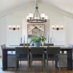 5-Light Ribbed Fabric Shade Black Circular Chandelier Traditional - product image 2 | Zenvolit