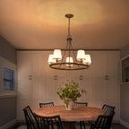 5-Light Ribbed Fabric Shade Black Circular Chandelier Traditional - product image 4 | Zenvolit