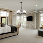 5-Light Ribbed Fabric Shade Black Circular Chandelier Traditional - product image 6 | Zenvolit