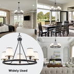 5-Light Ribbed Fabric Shade Black Circular Chandelier Traditional - product image 7 | Zenvolit