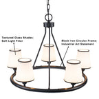 5-Light Ribbed Fabric Shade Black Circular Chandelier Traditional - product image 10 | Zenvolit