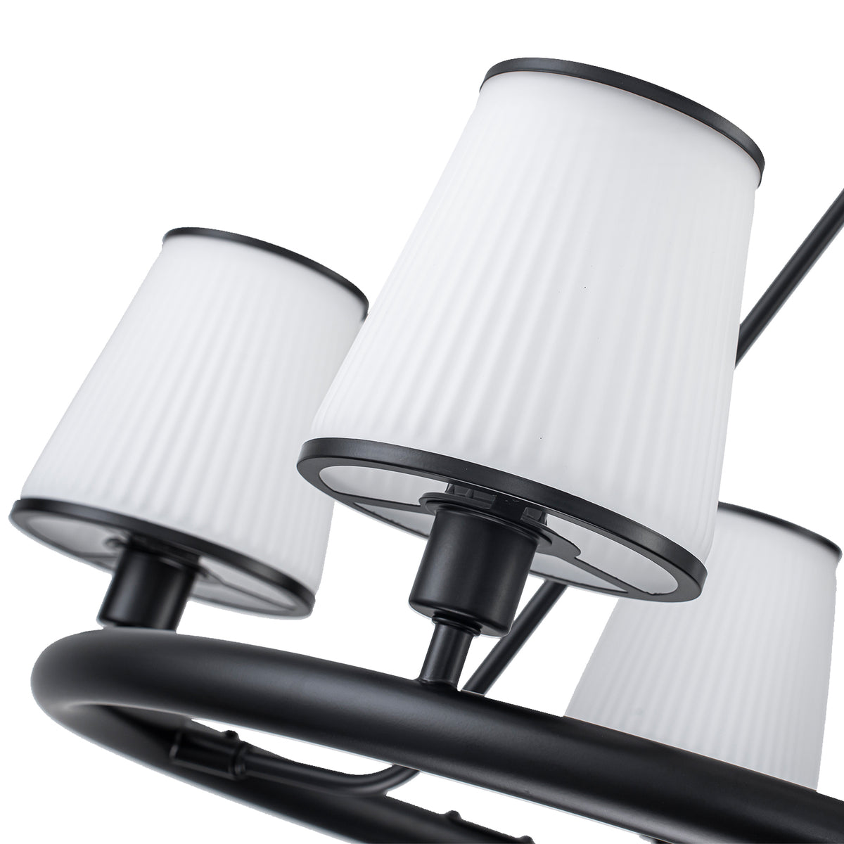 5-Light Ribbed Fabric Shade Black Circular Chandelier Traditional - product image 11 | Zenvolit