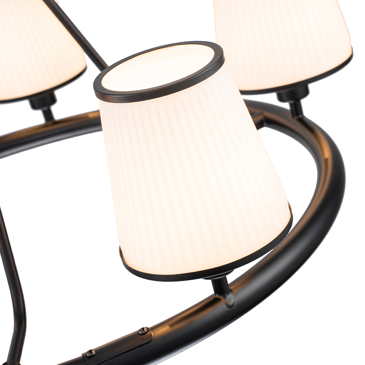 5-Light Ribbed Fabric Shade Black Circular Chandelier Traditional - product image 12 | Zenvolit