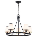 5-Light Ribbed Fabric Shade Black Circular Chandelier Traditional - product image 15 | Zenvolit