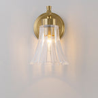 Gold Metal Wall Sconce Ribbed Trumpet Glass Shade for Bathroom Vanity - product image 9 | Zenvolit