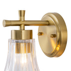Gold Metal Wall Sconce Ribbed Trumpet Glass Shade for Bathroom Vanity - product image 10 | Zenvolit