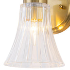 Gold Metal Wall Sconce Ribbed Trumpet Glass Shade for Bathroom Vanity - product image 11 | Zenvolit