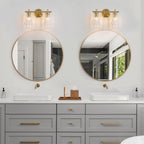 Gold Metal Wall Sconce Ribbed Trumpet Glass Shade for Bathroom Vanity - product image 4 | Zenvolit