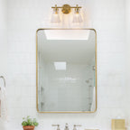 Gold Metal Wall Sconce Ribbed Trumpet Glass Shade for Bathroom Vanity - product image 5 | Zenvolit