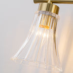 Gold Metal Wall Sconce Ribbed Trumpet Glass Shade for Bathroom Vanity - product image 10 | Zenvolit