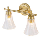 Gold Metal Wall Sconce Ribbed Trumpet Glass Shade for Bathroom Vanity - product image 11 | Zenvolit