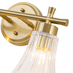 Gold Metal Wall Sconce Ribbed Trumpet Glass Shade for Bathroom Vanity - product image 12 | Zenvolit