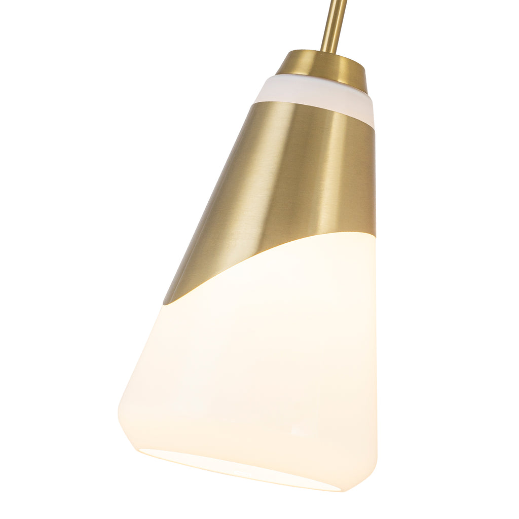 1-Light Brushed Gold Swing Arm Wall Sconce Cone Opal Glass Modern - product image 10 | Zenvolit