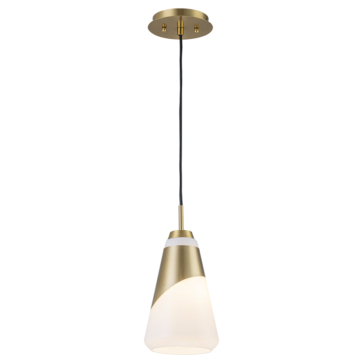 1-Light Brushed Gold & White Cone Opal Glass Pendant Light Modern - product image 15 | Zenvolit