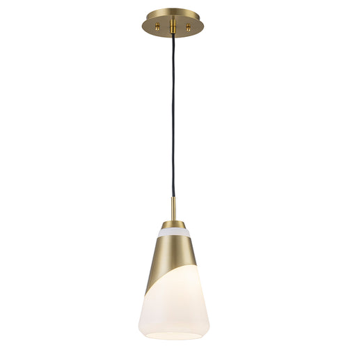 1-Light Brushed Gold & White Cone Opal Glass Pendant Light Modern - product image 15 | Zenvolit