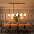 5-Light Gold Pendant Light with White Opal Glass Cone Shades - product image 4 | Zenvolit
