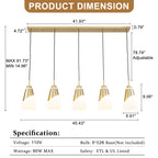5-Light Gold Pendant Light with White Opal Glass Cone Shades - product image 8 | Zenvolit
