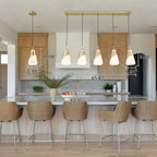 5-Light Gold Pendant Light with White Opal Glass Cone Shades - product image 9 | Zenvolit