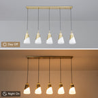 5-Light Gold Pendant Light with White Opal Glass Cone Shades - product image 10 | Zenvolit
