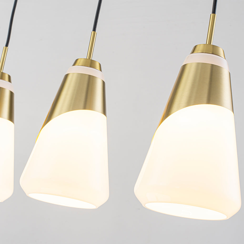 5-Light Gold Pendant Light with White Opal Glass Cone Shades - product image 12 | Zenvolit