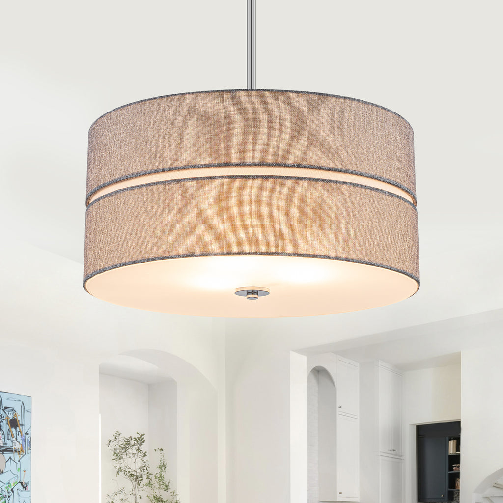 3-Light Chrome Drum Convertible Pendant or Flush Mount Light Fixture - product image 1 | Zenvolit