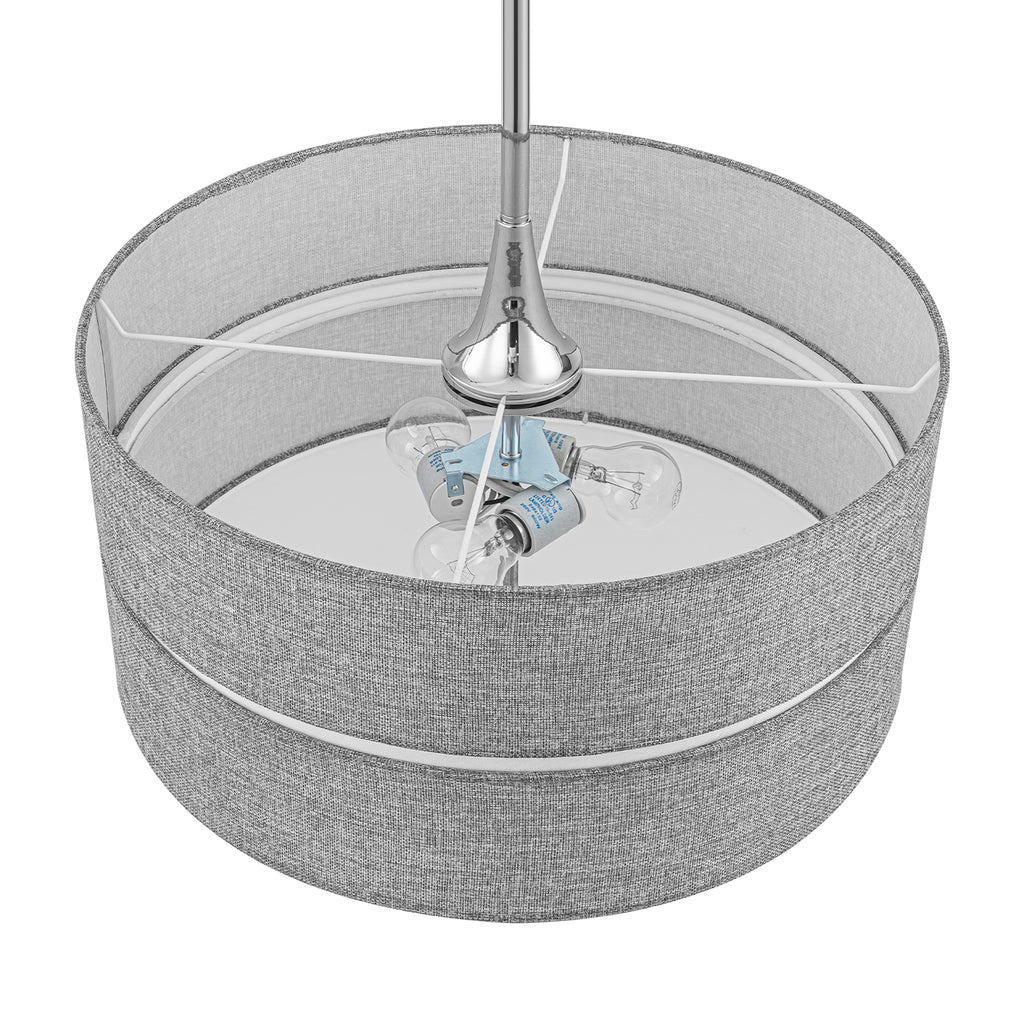 3-Light Chrome Drum Convertible Pendant or Flush Mount Light Fixture - product image 6 | Zenvolit