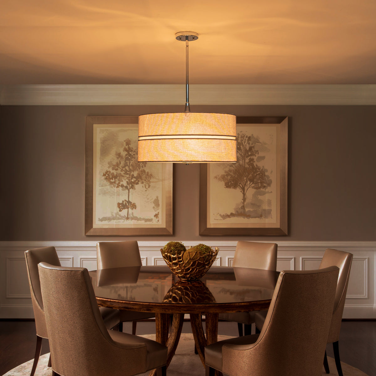 3-Light Chrome Drum Convertible Pendant or Flush Mount Light Fixture - product image 7 | Zenvolit