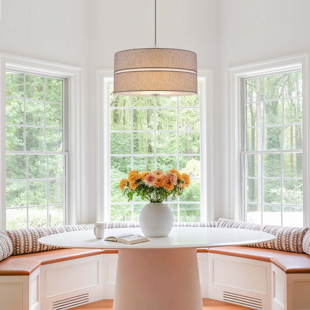 3-Light Chrome Drum Convertible Pendant or Flush Mount Light Fixture - product image 8 | Zenvolit