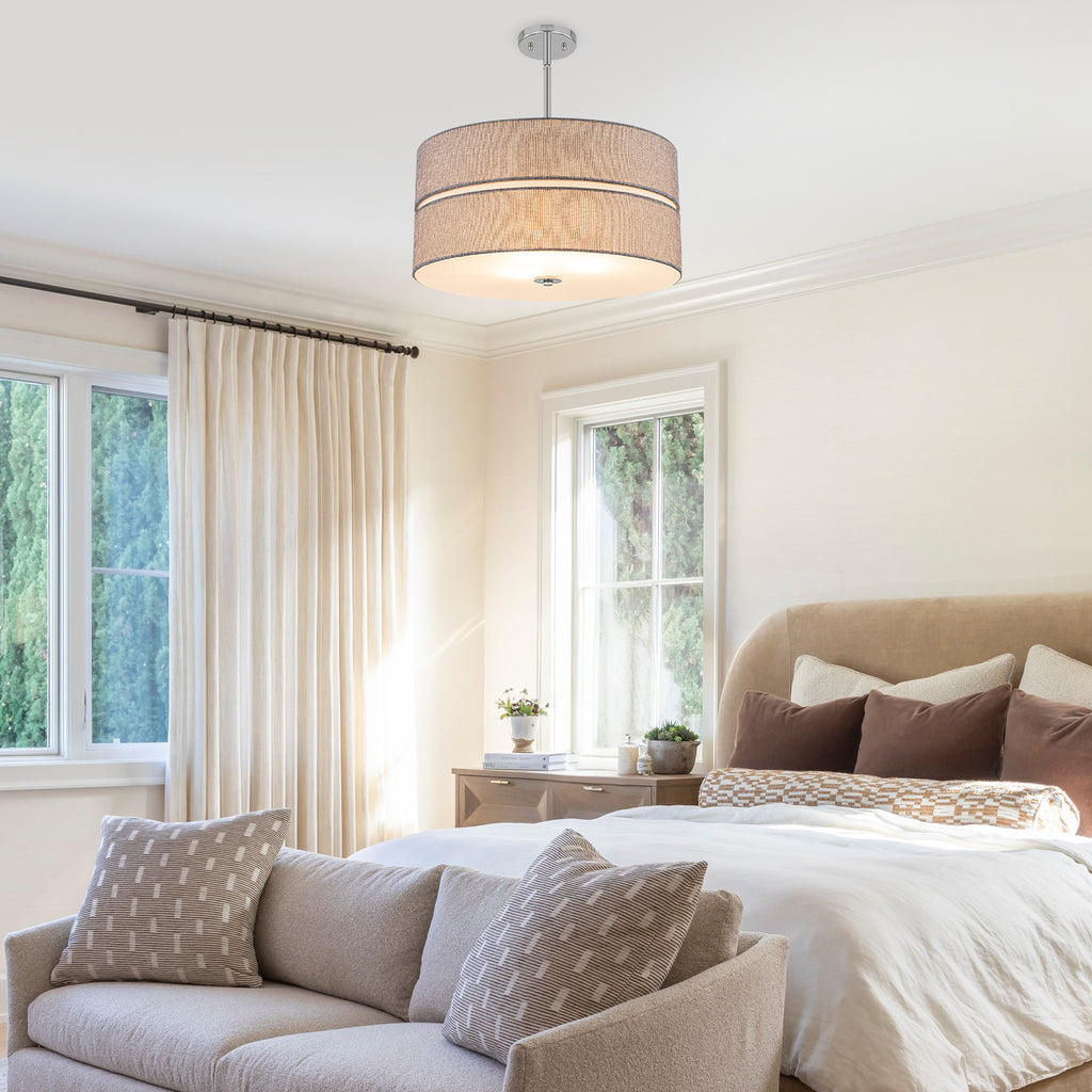 3-Light Chrome Drum Convertible Pendant or Flush Mount Light Fixture - product image 9 | Zenvolit