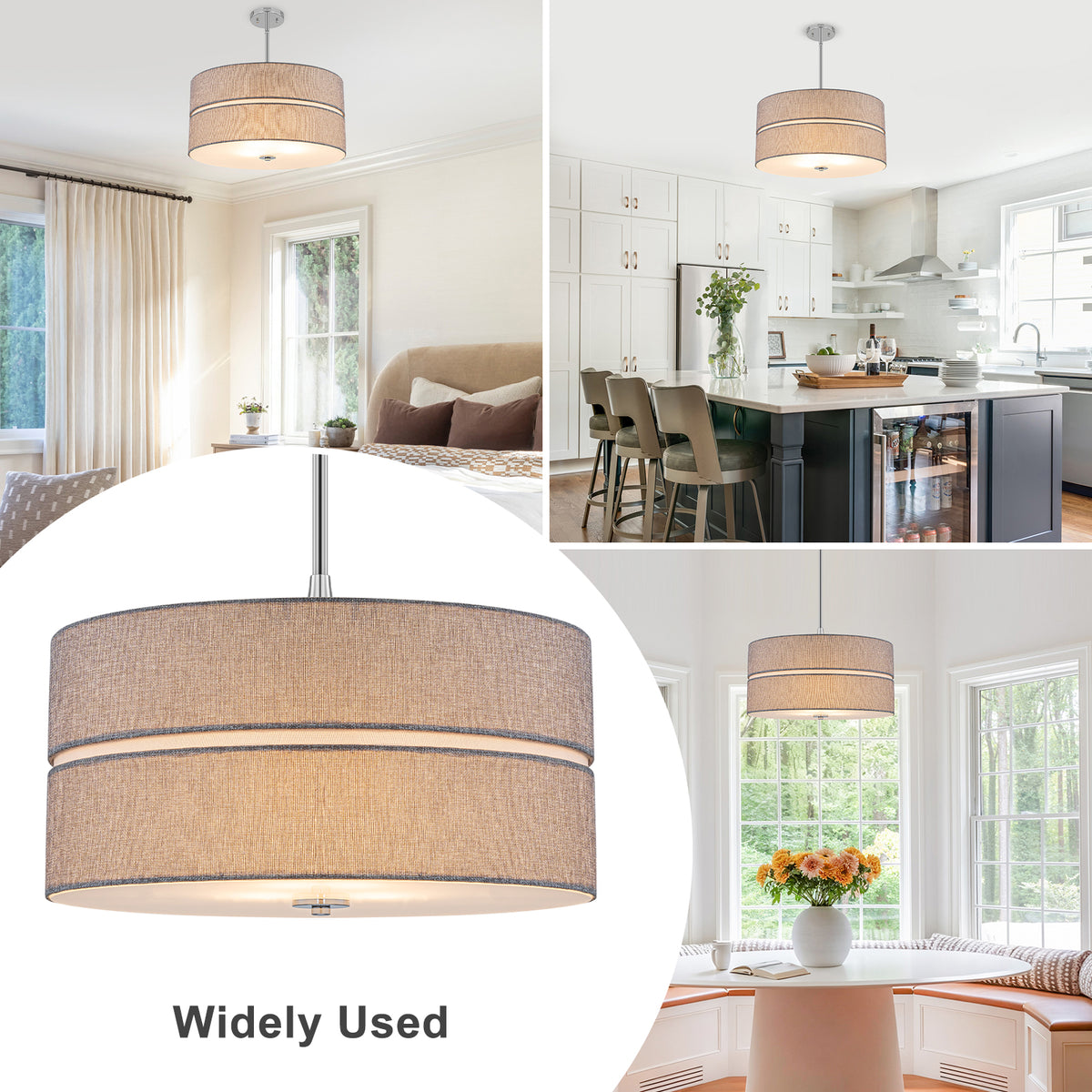 3-Light Chrome Drum Convertible Pendant or Flush Mount Light Fixture - product image 11 | Zenvolit