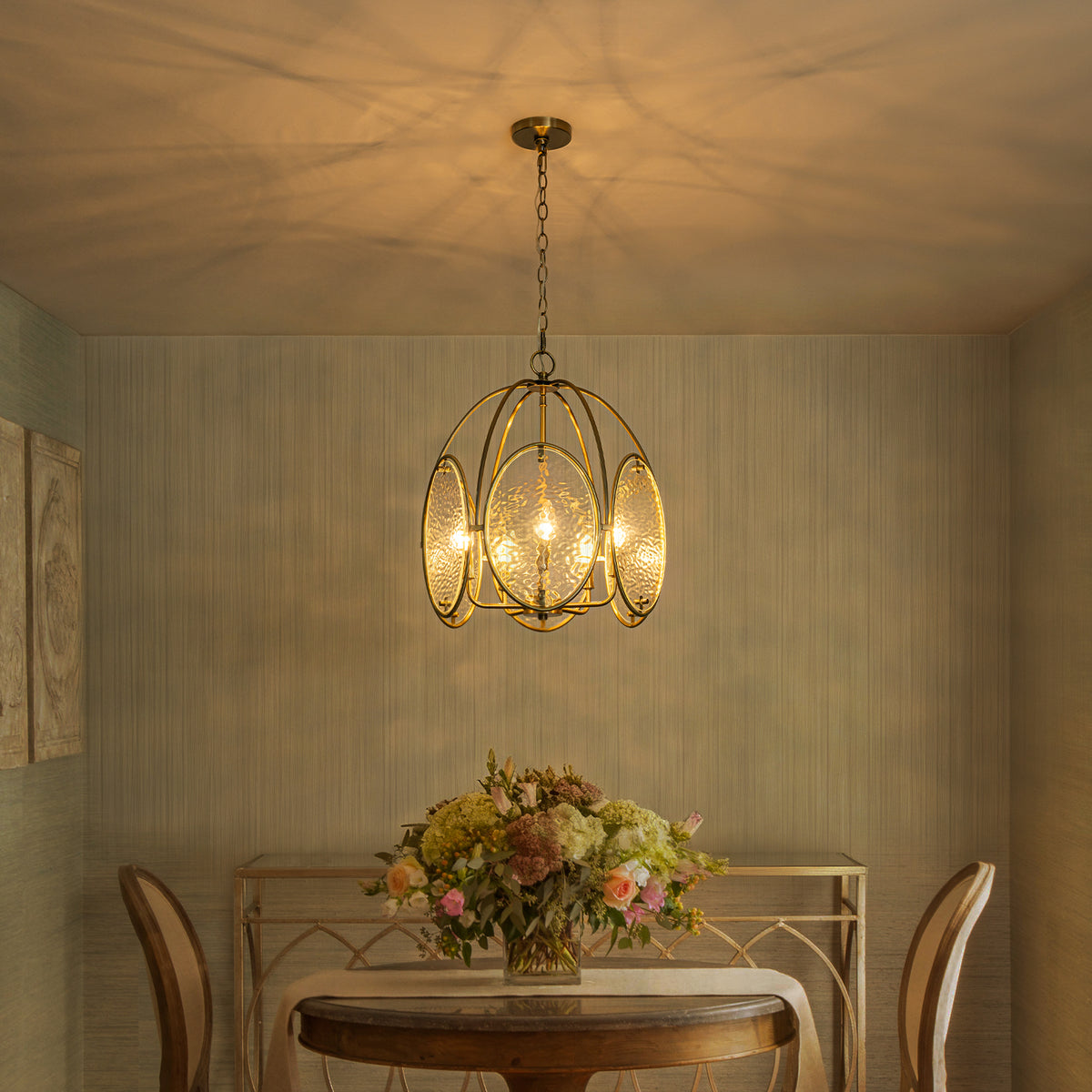 5-Light Mid-Century Modern Bronze Chandelier with Ripple Glass - product image 1 | Zenvolit
