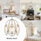 5-Light Mid-Century Modern Bronze Chandelier with Ripple Glass - product image 5 | Zenvolit