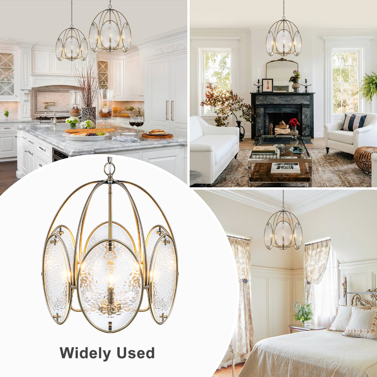 5-Light Mid-Century Modern Bronze Chandelier with Ripple Glass - product image 5 | Zenvolit