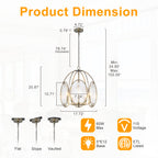 5-Light Mid-Century Modern Bronze Chandelier with Ripple Glass - product image 6 | Zenvolit