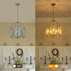5-Light Mid-Century Modern Bronze Chandelier with Ripple Glass - product image 7 | Zenvolit