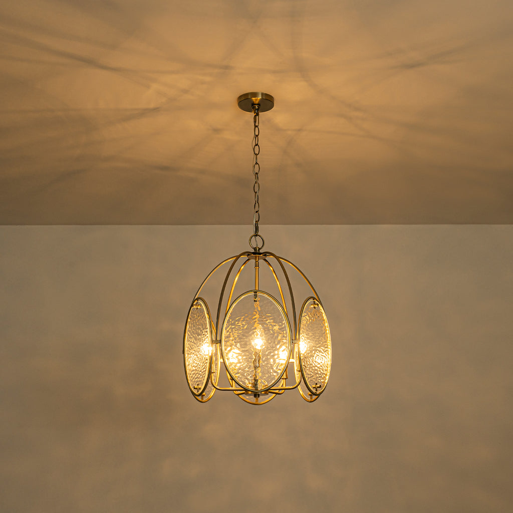 5-Light Mid-Century Modern Bronze Chandelier with Ripple Glass - product image 9 | Zenvolit