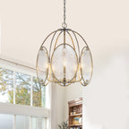 5-Light Mid-Century Modern Bronze Chandelier with Ripple Glass - product image 10 | Zenvolit