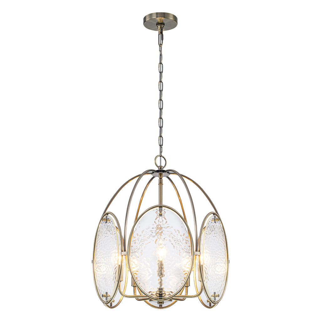 5-Light Mid-Century Modern Bronze Chandelier with Ripple Glass - product image 11 | Zenvolit
