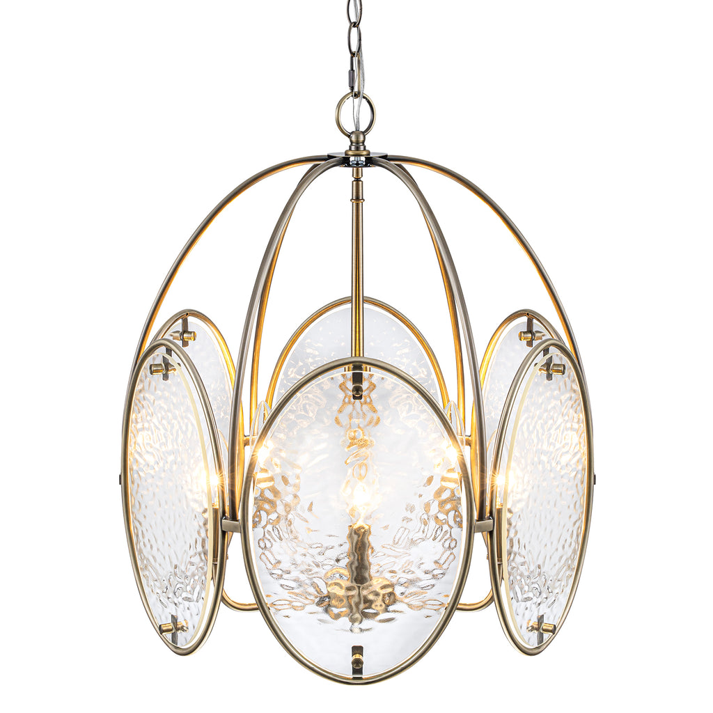 5-Light Mid-Century Modern Bronze Chandelier with Ripple Glass - product image 12 | Zenvolit