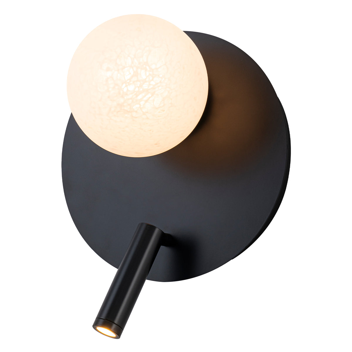 Black Dual-Light Wall Sconce with Textured Moon Glass Globe Modern - product image 14 | Zenvolit