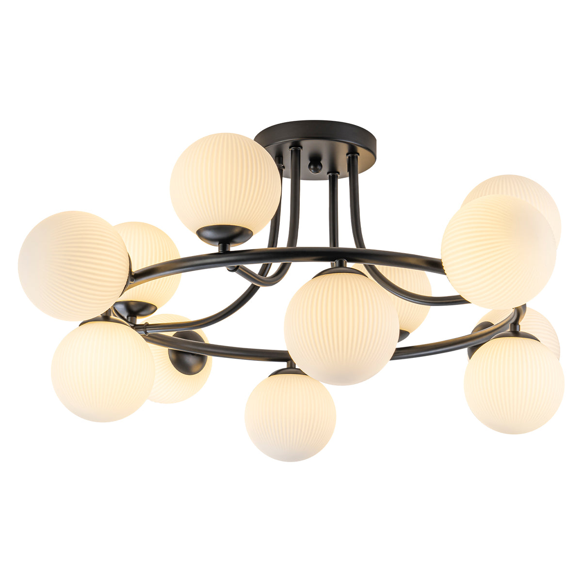 12 Light Black Semi Flush Mount Ceiling Light Modern Sputnik Chandelier - product image 2 | Zenvolit