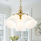 Multi-Hood Pendant Light with Frosted White Bell-Shaped Glass Shades - product image 1 | Zenvolit