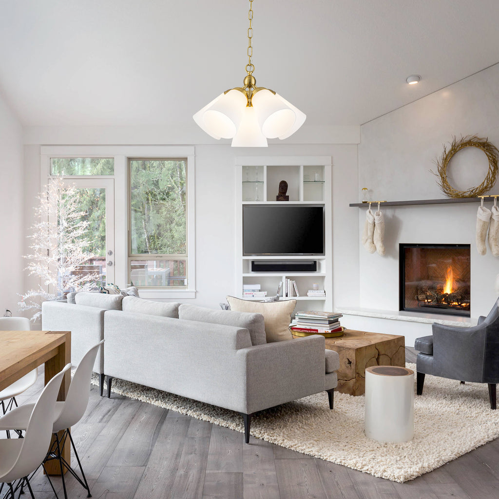Multi-Hood Pendant Light with Frosted White Bell-Shaped Glass Shades - product image 5 | Zenvolit