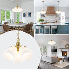 Multi-Hood Pendant Light with Frosted White Bell-Shaped Glass Shades - product image 6 | Zenvolit