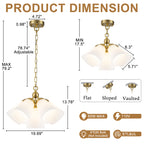 Multi-Hood Pendant Light with Frosted White Bell-Shaped Glass Shades - product image 7 | Zenvolit